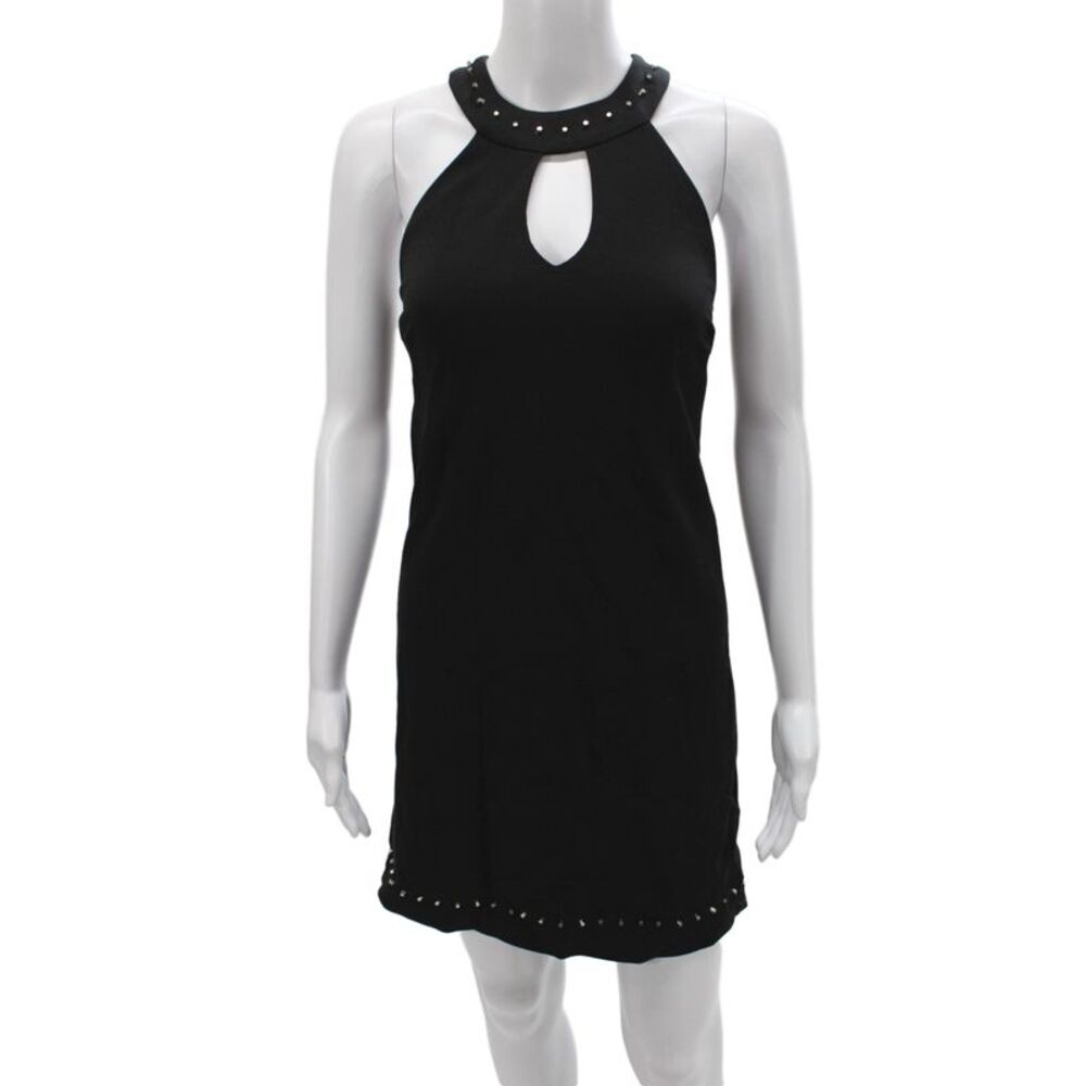 Nicole Miller Collection Women Sheath Halter Black Studded Dress Size S
